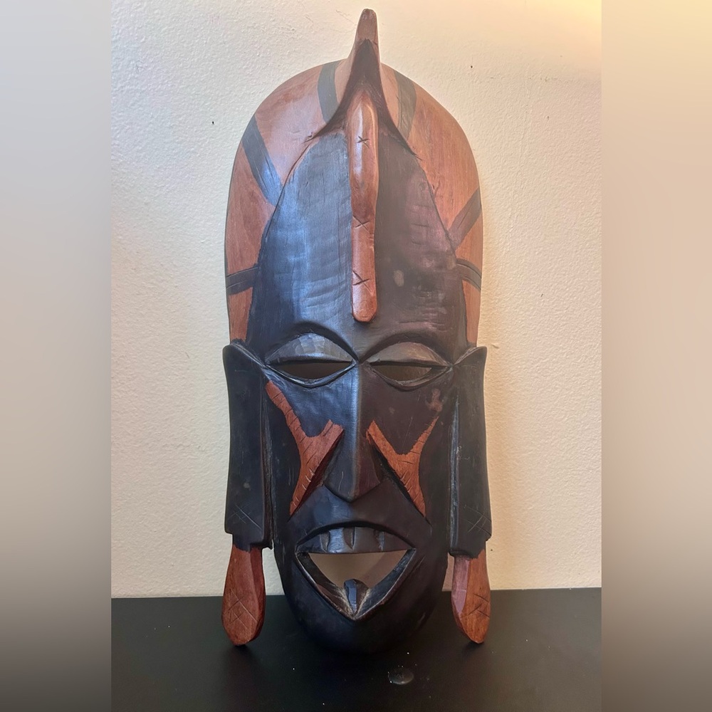 Maasai Tribal Mask Kenya East Africa Hand Carved Wood Ceremonial Folk Art